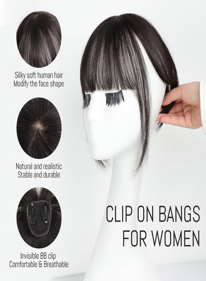 Eawwii Natural Black Clip-in Bangs, French Bangs 2 Secure Clips, Temples Hairpieces for Authentic-looking Bangs, 100% Human Hair Extensions for Bangs - Image 2